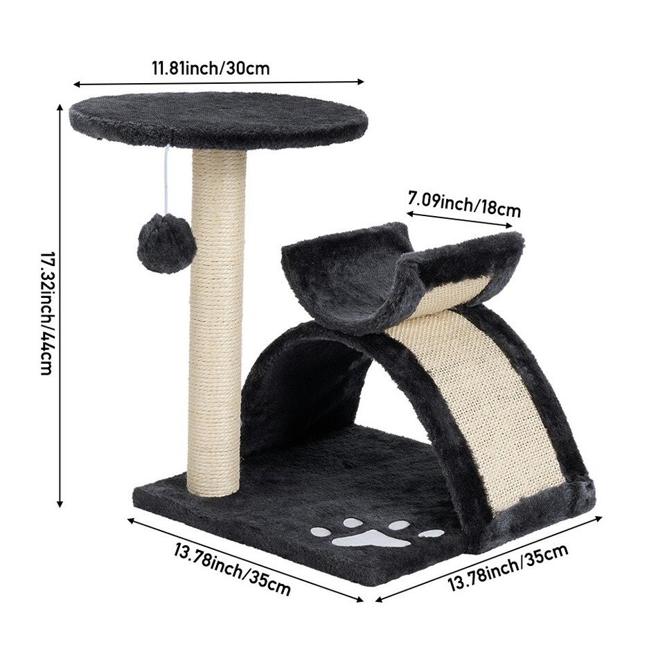 image 1 of Pets Mood Cat Tower Condo with Sisal Scratching Post and Interactive Hanging Toy