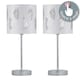 image 2 of Set of 2 Chrome Touch Operated Table Lamps with White Fern Shades Chrome | White