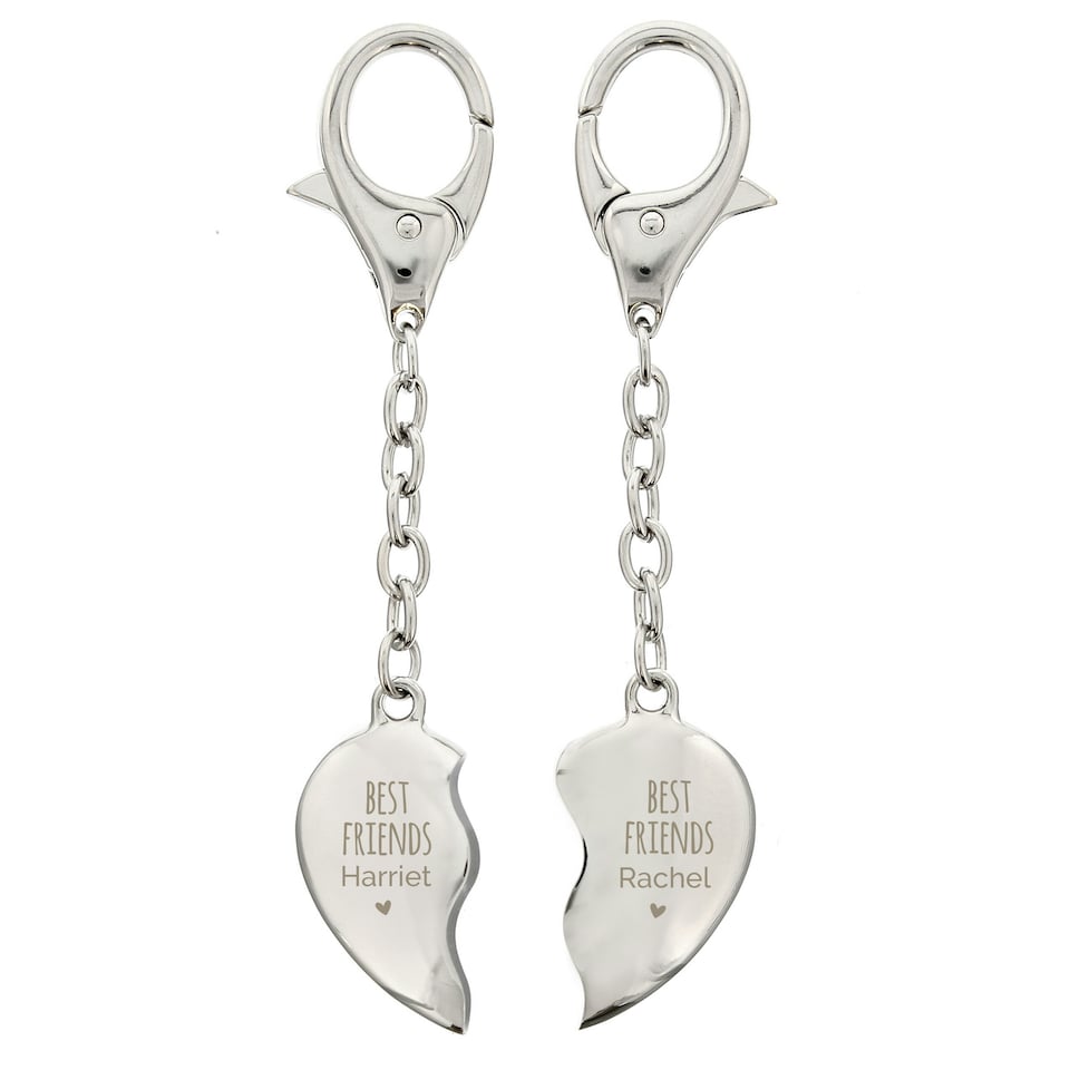 image 1 of Personalised Best Friends Two Hearts Keyring