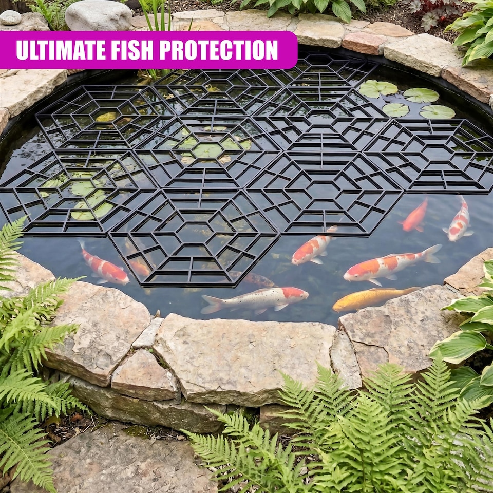 image 1 of GEEZY Pond Guard Protector Floating Net Rings Black 20 Piece Set