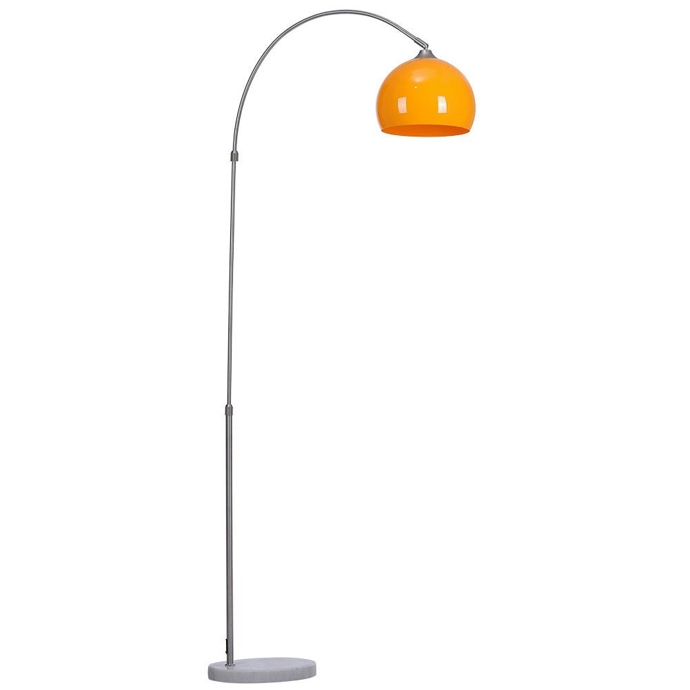 Living and Home Arched Floor Lamp with Marble Base - Orange