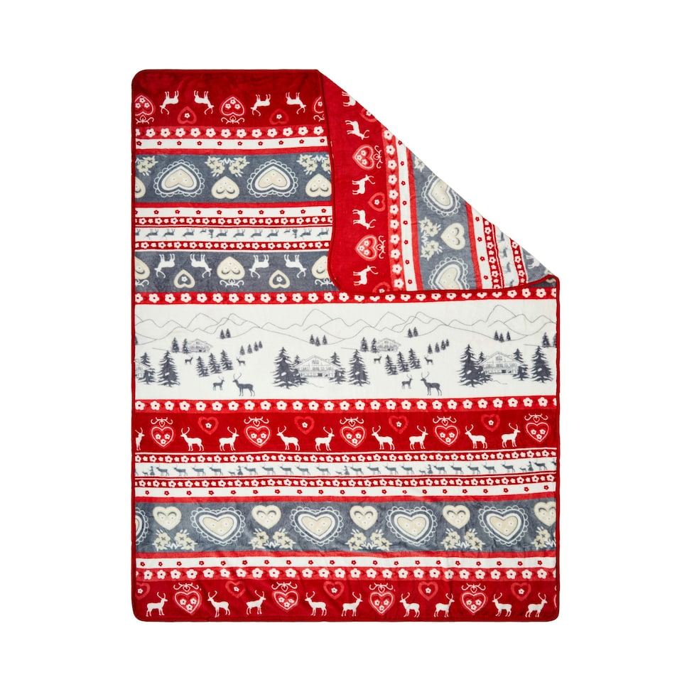 image 1 of BHS Christmas Winter Snow Throw, Red | Red | Red | 1