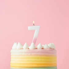 Pink Ombre Number '7' Celebration Candle