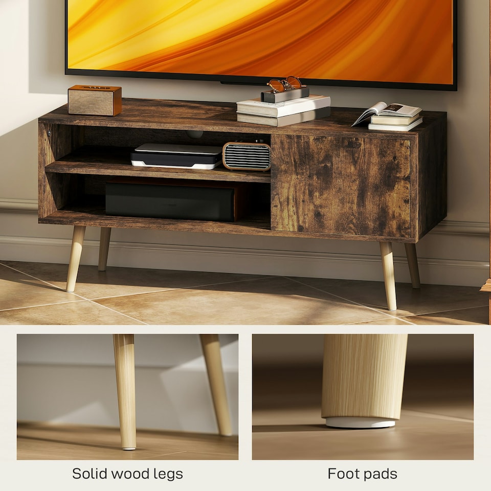 image 1 of HOMCOM TV Unit Cabinet for TVs up to 55Inches with Cable Management, Brown | Brown | 1