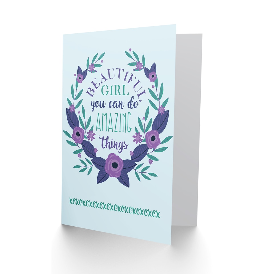 image 1 of Kids Girl Beautiful Amazing Purple Floral Greetings Card