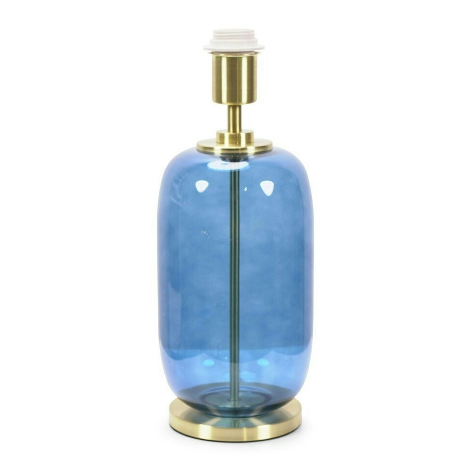 image 1 of ValueLights Leigh Navy Blue Glass and Gold Detail Table Lamp Base White