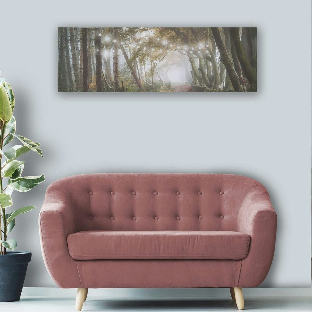 Art for the Home Woodland Wander LED Printed Canvas in White