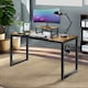 image 3 of Industrial Writing Desk With Moveable Monitor Mount Brown