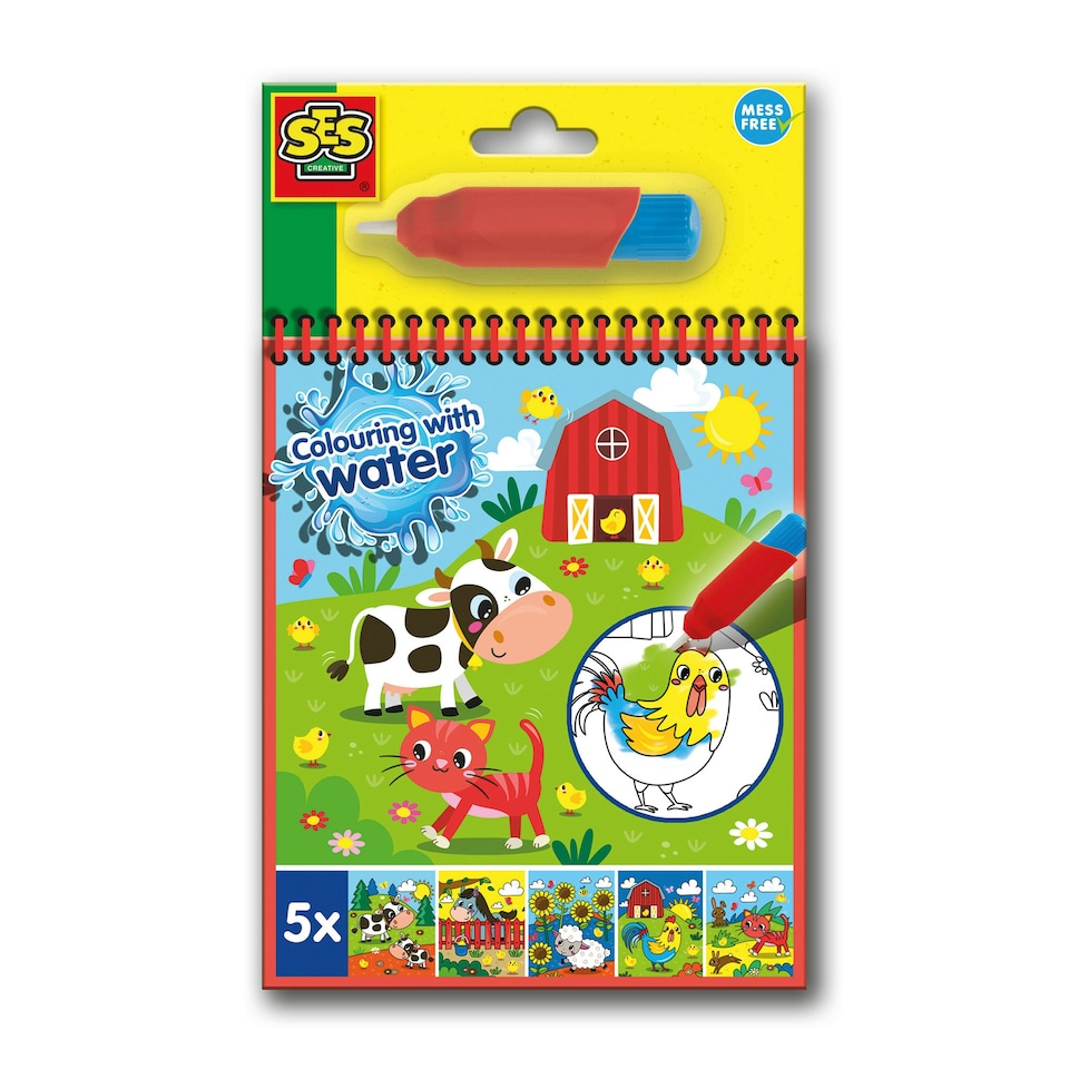 image 1 of SES Creative Colouring with Water Book with Water Brush - Farm