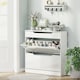 image 2 of HOMCOM Shoe Storage Cabinet, Shoe Cupboard with Slide Out Drawer, 2 Flip Doors, Tempered Glass Top and Adjustable Shelves for 16 Pairs of Shoes, White