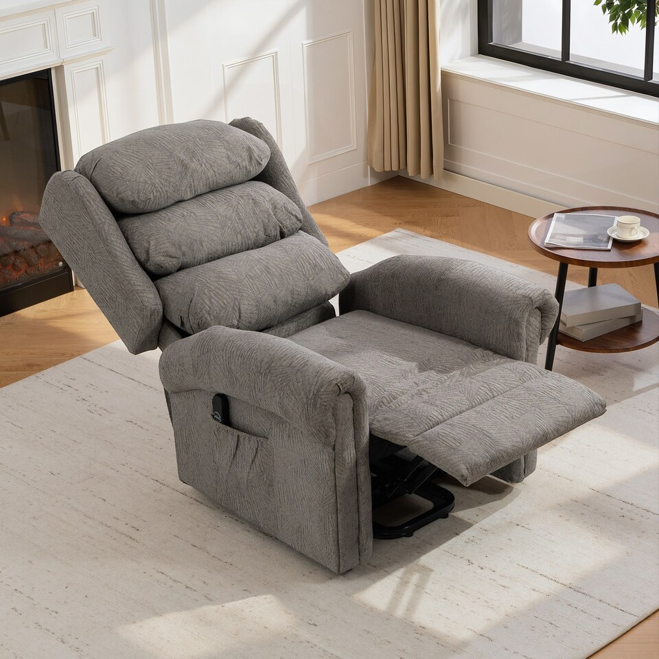image 1 of HOMCOM Power Lift Recliner Chair for Elderly with Remote Control, Dark Grey