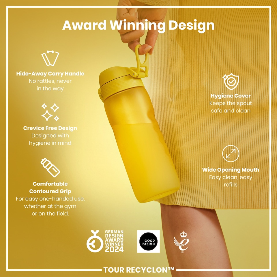 image 1 of Leak Proof Water Bottle, BPA Free, 750ml (24oz) | Yellow | Yellow | One Size