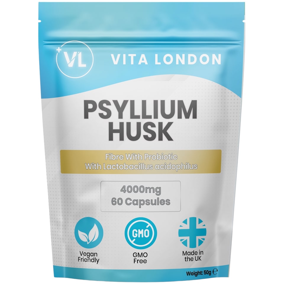 image 1 of Psyllium Husk Capsules - Fibre + Probiotic Acidophilus - 4000mg - 60 Capsules