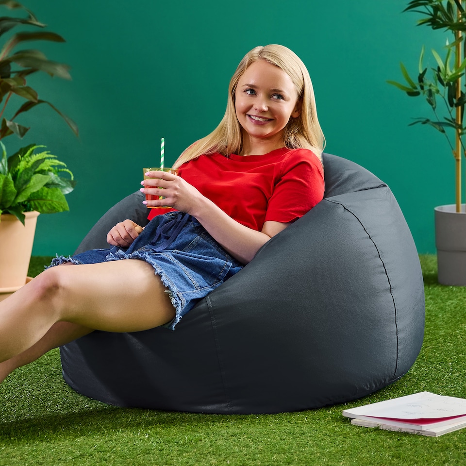 image 1 of Adult Classic Beanbag Outdoor Waterproof Bean bags Ready Filled - Slate Grey, 2 Pack