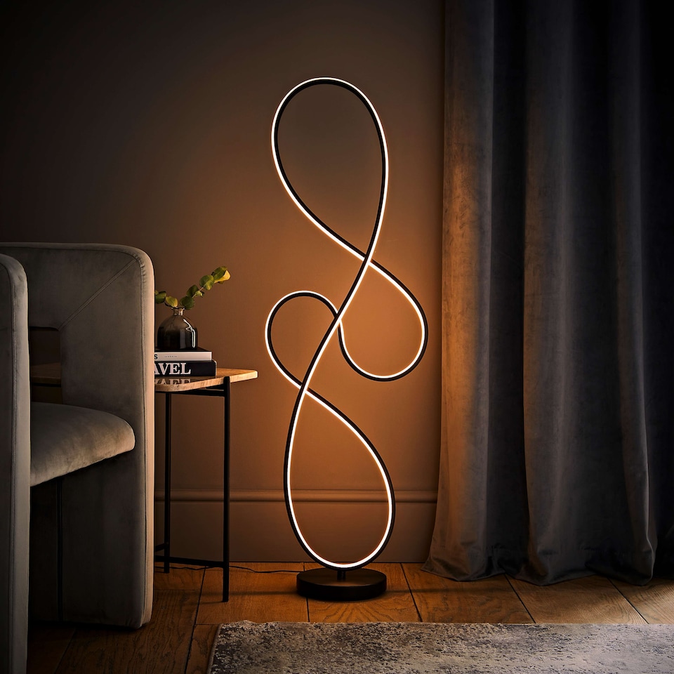 image 1 of ValueLights Infinity Black Swirl Integrated LED Floor Lamp | Black