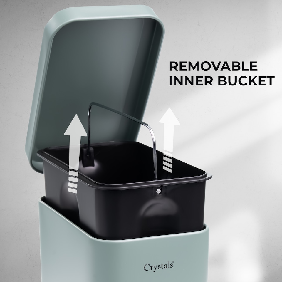 image 1 of 5L BATHROOM SLIM KITCHEN PEDAL RECTANGULAR BIN WASTE WITH SOFT CLOSING LID