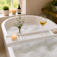 Bamboo Bath Tray Bathtub Shelf Wine Soap Holder Rack Bath Caddy