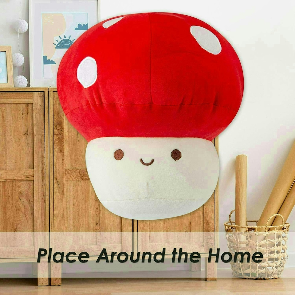image 1 of Red Mushroom Mochi Soft Toy Cute Plushie Huggable Cuddly Plush 20cm Red