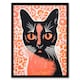 image 1 of Siamese Cat Flowers Risograph Style Coral Pink Black Framed Wall Art Print A4