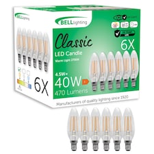 BELL Lighting E14 SES LED Filament Candle 4.5W Light Bulb Warm White 2700K