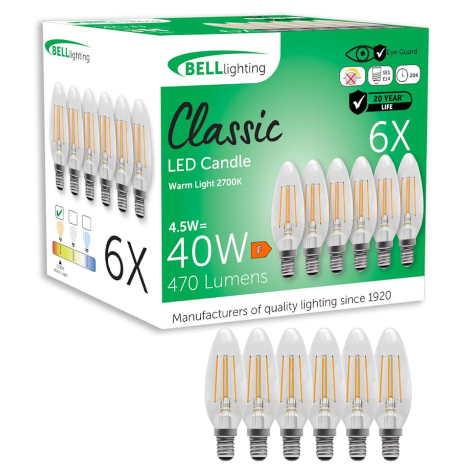 image 1 of BELL Lighting E14 SES LED Filament Candle 4.5W Light Bulb Warm White 2700K