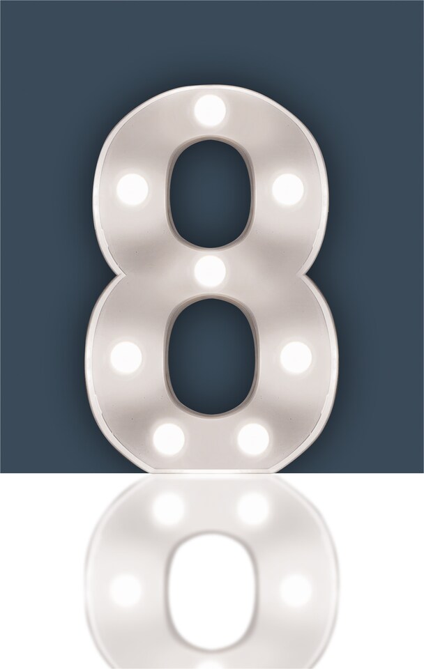 image 1 of St Helens Battery Operated 3D LED Number 8 Light