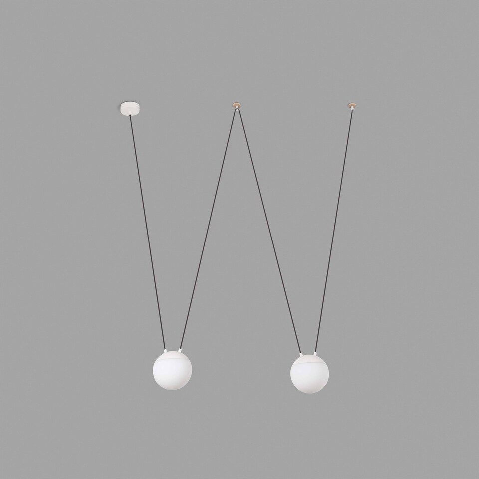 image 1 of Mine 2 Light Ceiling Pendant White, Wood, E27