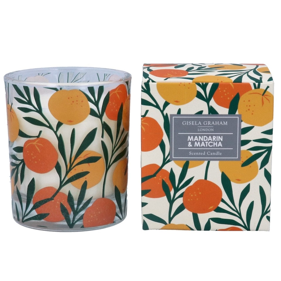 Mandarin and Matcha Scented Glass Candle 9.2 x 7.8 cm