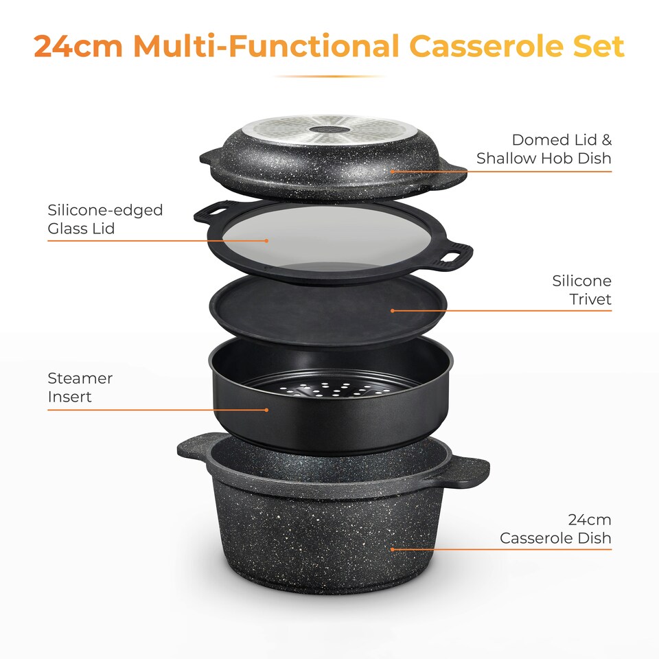 image 1 of Tower T900190 24Cm Multi-Function Casserole Black