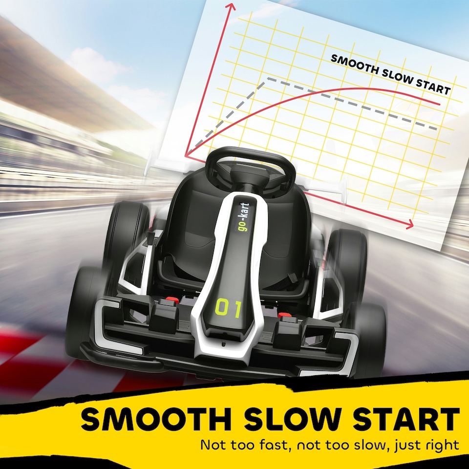 image 1 of HOMCOM 24V Electric Go Kart for Kids with Adjustable Seat, White
