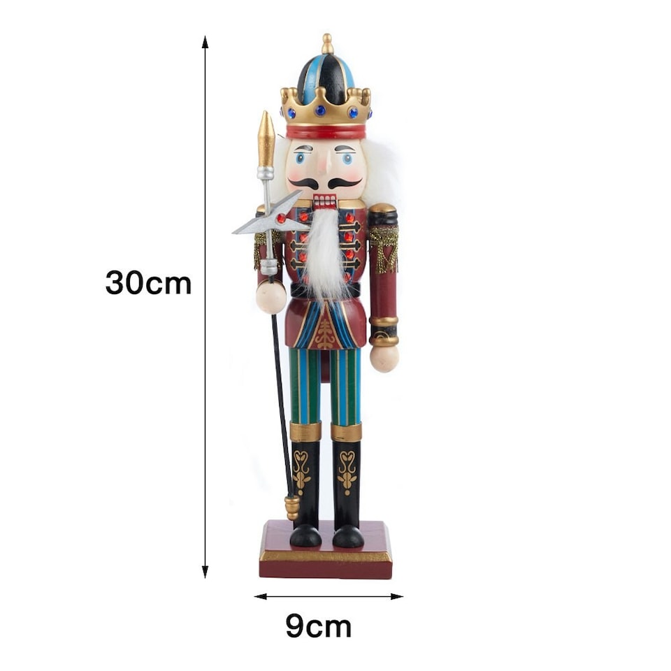image 1 of Living and Home Wooden Nutcracker Soldier Figurine Christmas Ornament