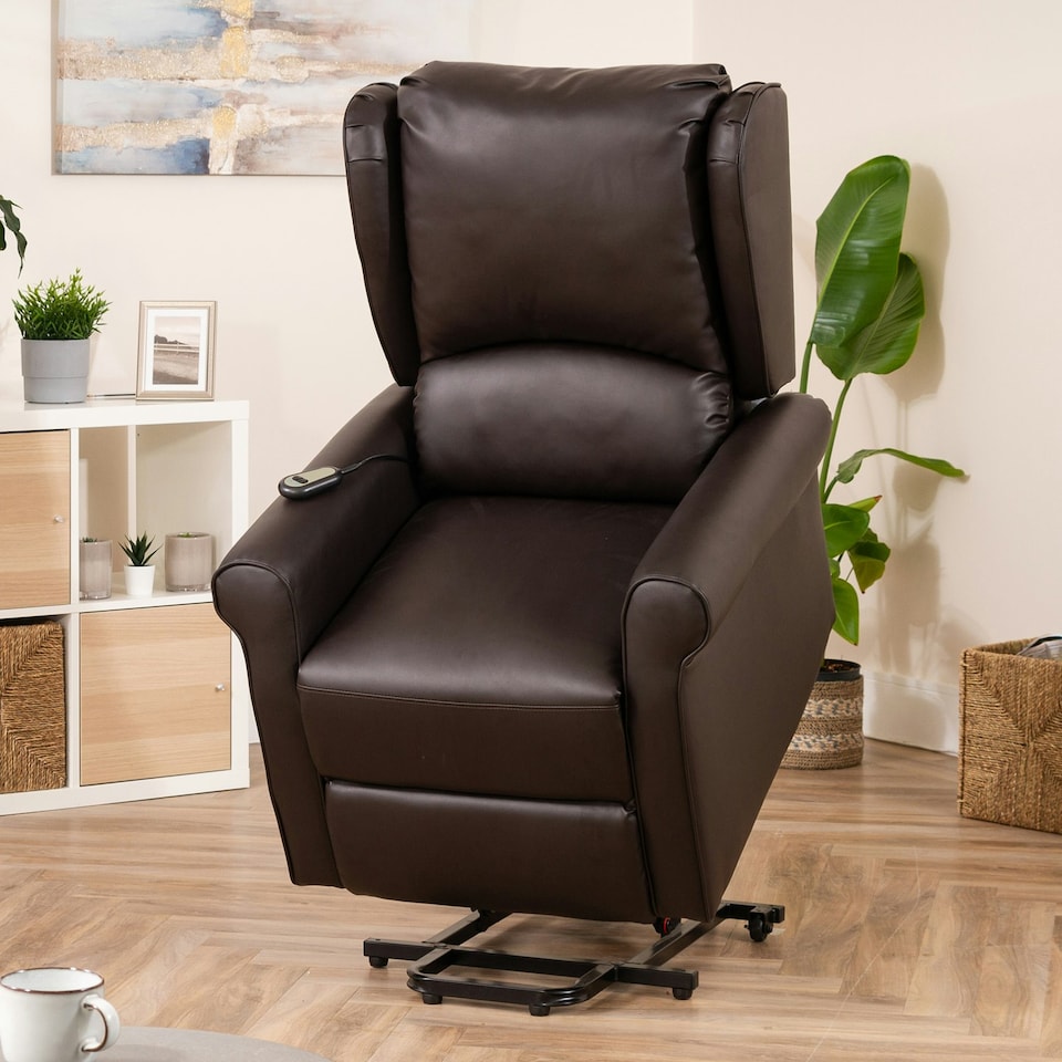 image 1 of Corcoran Electric Riser Recliner with Massage and Heat - Brown