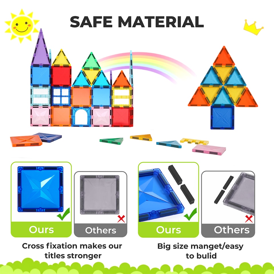 image 1 of Dekko 40 pcMagnetic Tiles Building Blocks Educational Toy for Kids | Multi | Diamond
