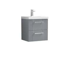 Wall Hung 2 Drawers Vanity Unit - Mid-Edge Basin 500mm, Satin Grey | Grey | Satin Grey | 390 x 510 x 540mm