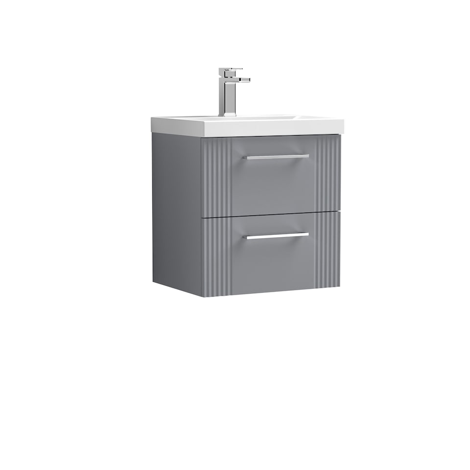 image 1 of Wall Hung 2 Drawers Vanity Unit - Mid-Edge Basin 500mm, Satin Grey | Grey | Satin Grey | 390 x 510 x 540mm