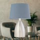 image 6 of First Choice Lighting Valentina Brushed Chrome Touch Lamp with Grey Cotton Shade Silver | Grey
