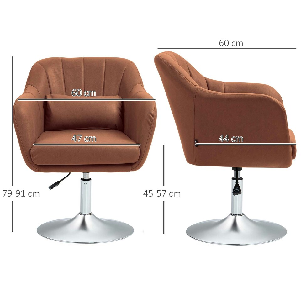 image 1 of HOMCOM Stylish Retro Swivel Tub Chair Steel Frame Cushion Seat Dark Brown