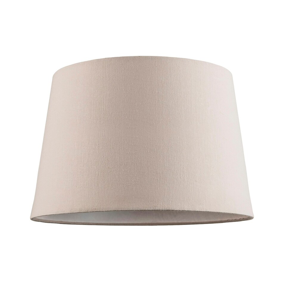 image 1 of Contemporary Light Taupe Linen Fabric Drum Lampshade with Cotton Inner Cream