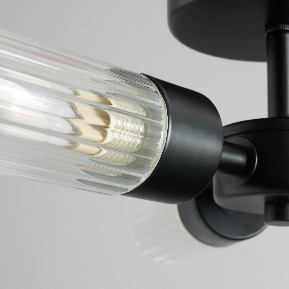 image 1 of BHS Kier Semi Flush Bathroom Ceiling Light | Black | Black
