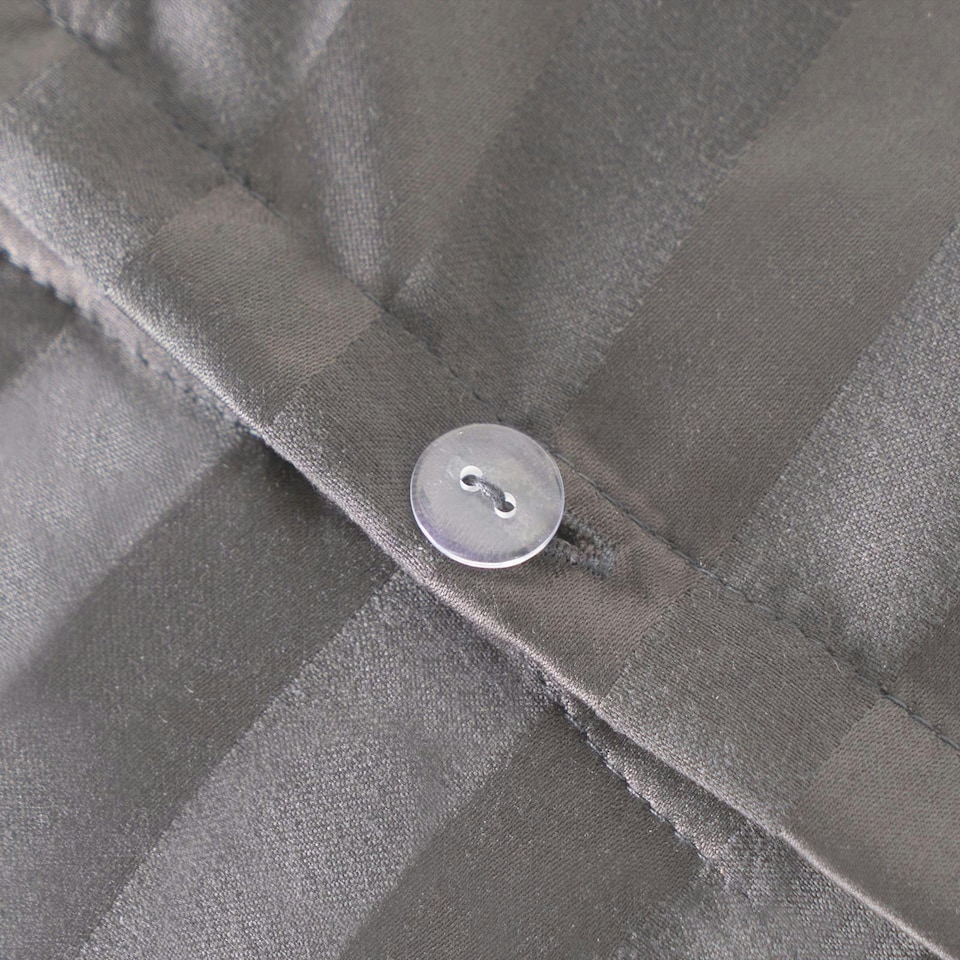 image 1 of OHS Hotel Quality Satin Stripe Duvet Cover and Pillowcase Set, Single - Silver