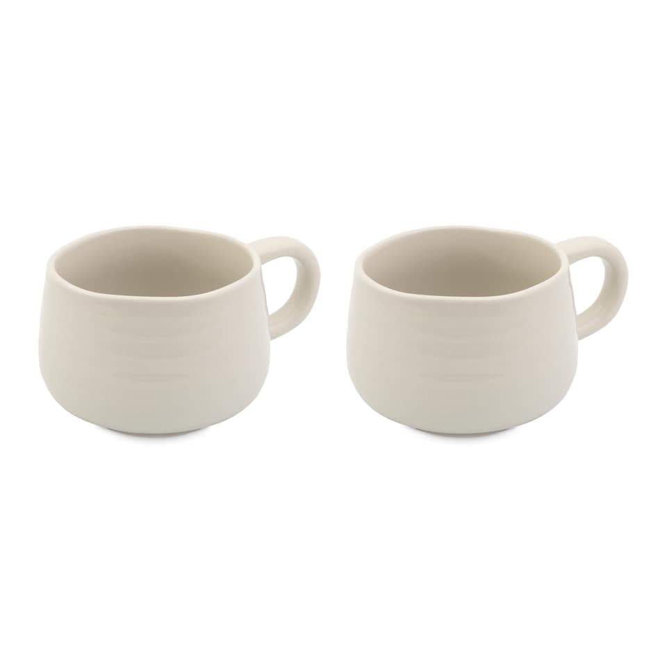 image 1 of Jamie Oliver Big Love White Stoneware Mugs, Set of 2, 375ml | White | White