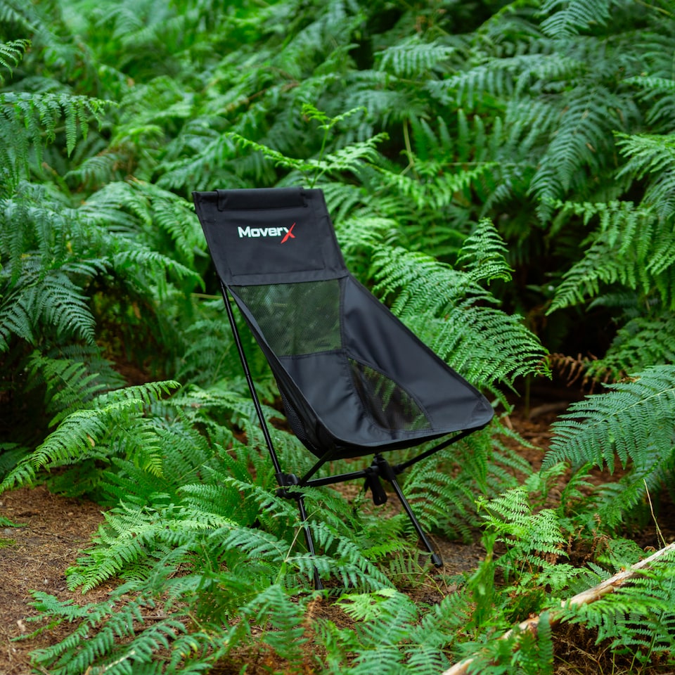 image 1 of MoverX Ultra Lightweight High Back Camping Chair, Foldable Garden Outdoor Picnic BBQ Festival Camp Chairs - Pack of 4