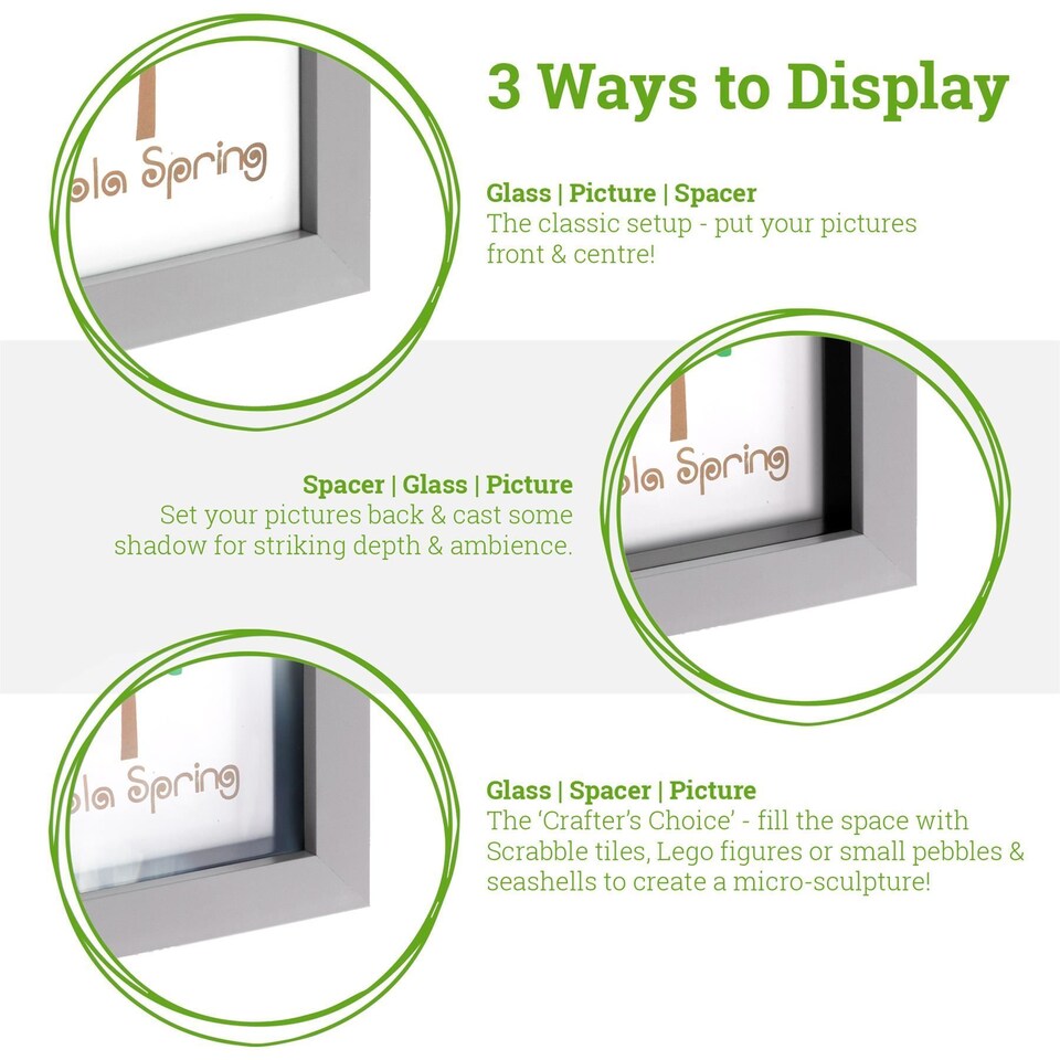 image 1 of Nicola Spring 8 x 8" Deep Photo Frame - Light Wood - 3D Deep Box Picture Frame Portrait Display Case (22.5 x 22.5cm)