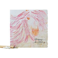 Deckled Edge Fanciful Dolomite Birthday Greetings Card - Pink/Orange/White - One Size