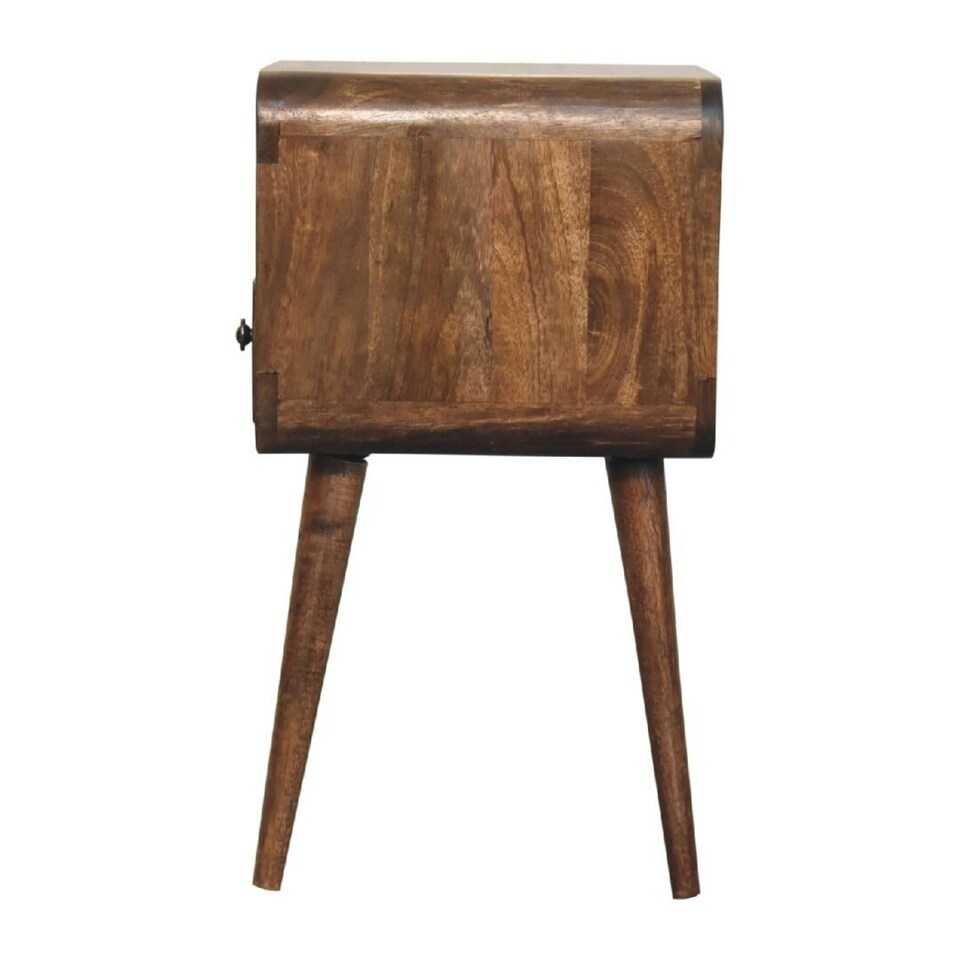 image 1 of Mini Curved Grey Washed Bedside with Open Slot Grey