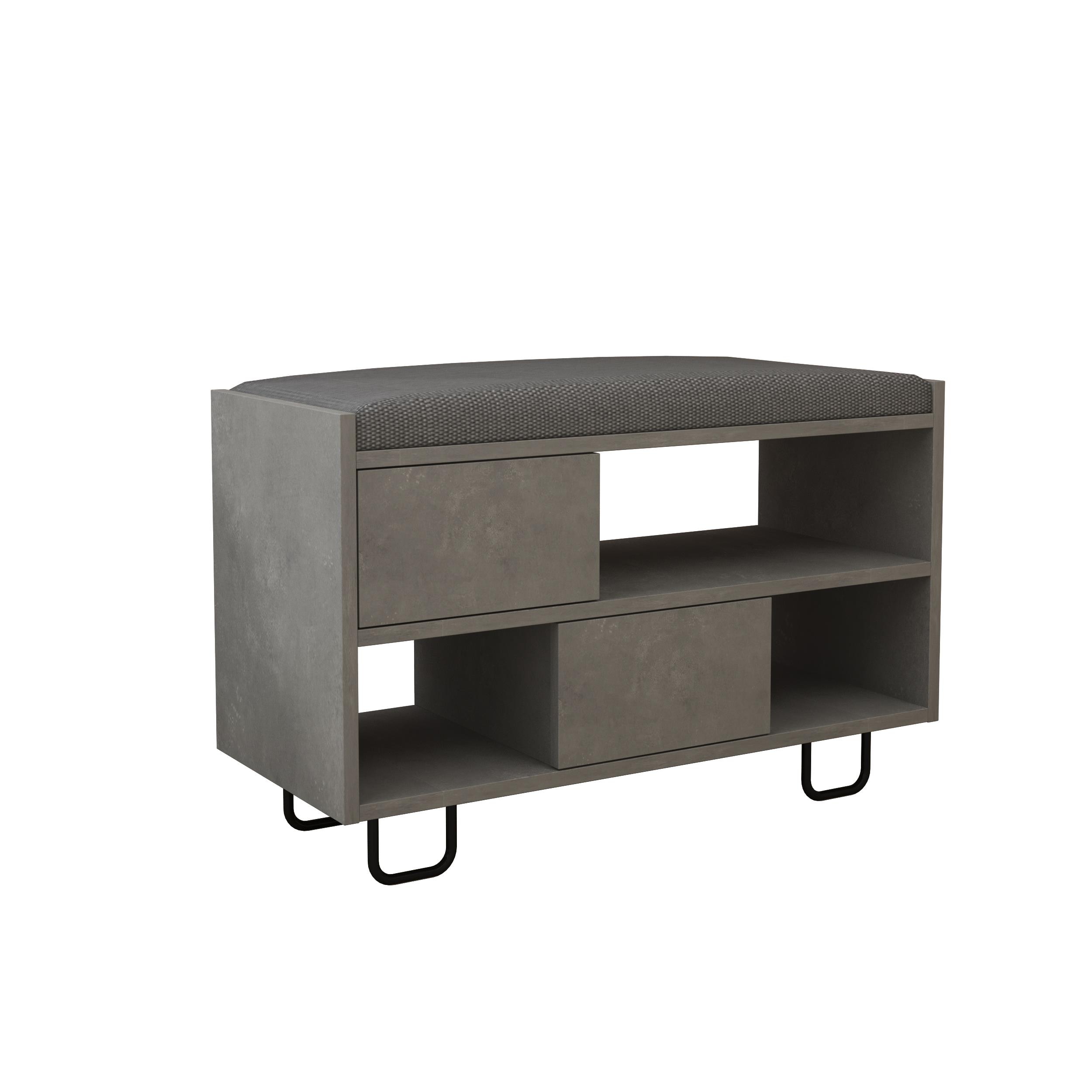 Decortie Troy Shoe Bench with Seat Pad Retro Grey