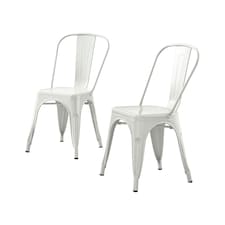 Furniturebox 2x Colton 'Tolix' Style White Metal Dining Chairs
