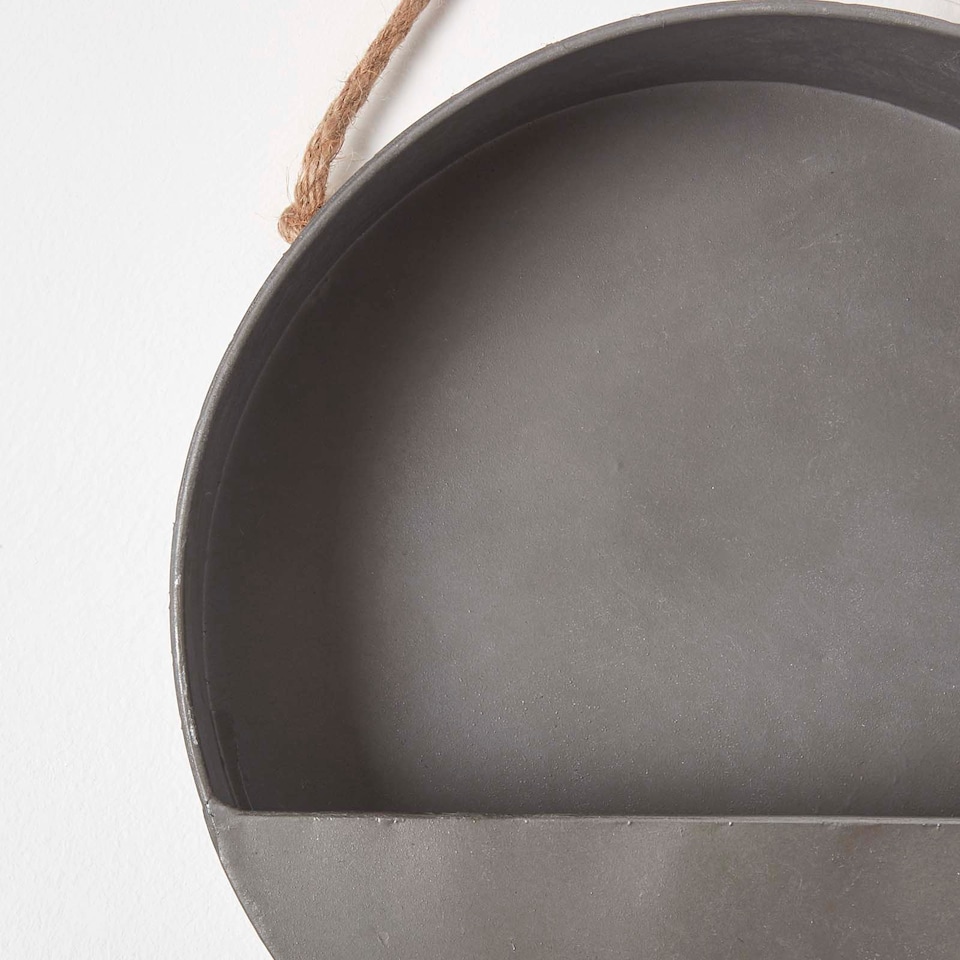 image 1 of Homescapes Medium Round Metal Hanging Wall Planter, 30 cm