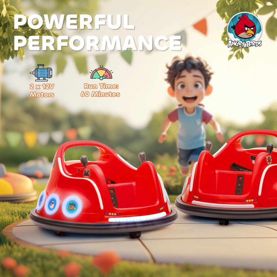 image 1 of AIYAPLAY Angry Bird Licensed Bumper Car for Kids w/ Joysticks, Red