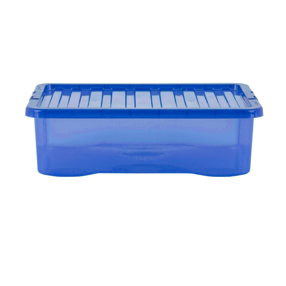 image 1 of Wham Crystal 5 x 32L Stackable Plastic Storage Boxes with Lids Blue